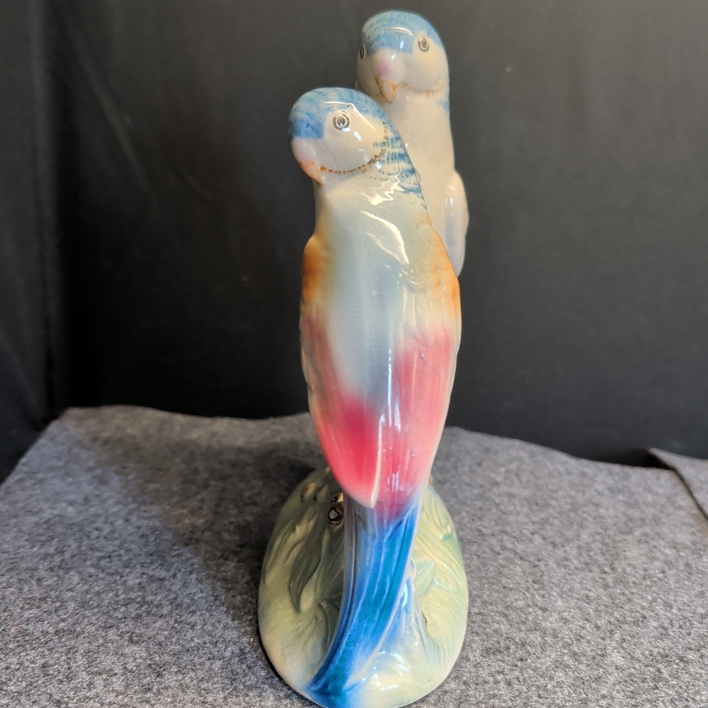 Ceramic Parrot Figurine - Blue, Pink, and Orange - Picture 3 of 9